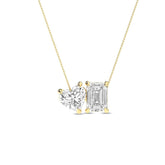Emerald Cut & Heart Toi et Moi Pendant